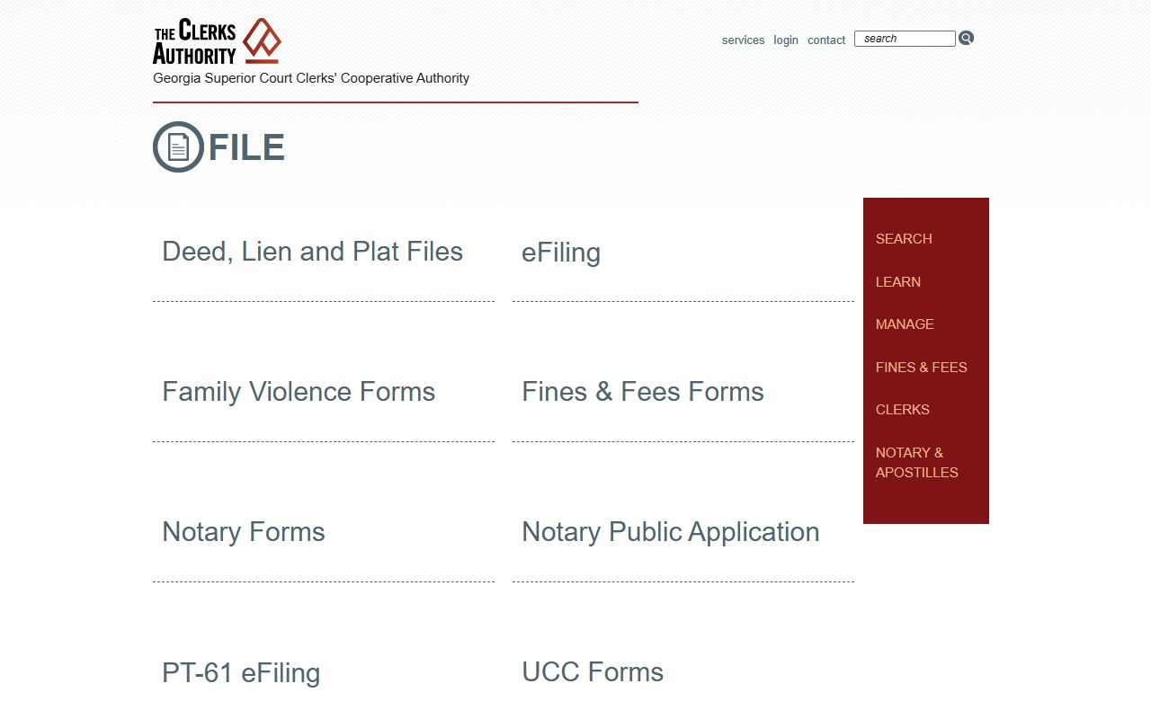 Screven County Clerk of Superior Court GSCCCA filing options