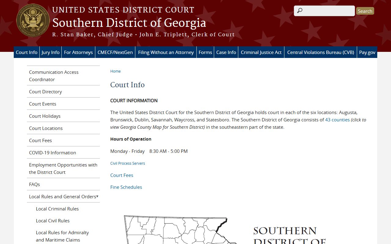 Screven County court dockets Southern District court information