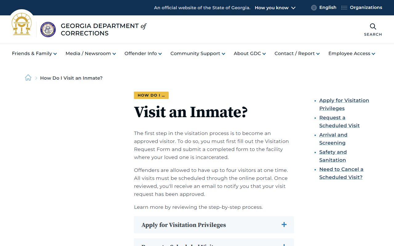 Screven County inmate records GDC online visit scheduling