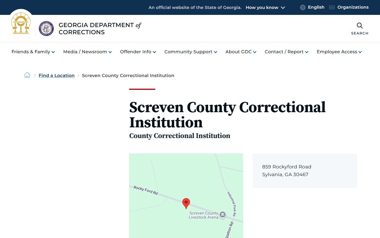 Screven County inmate records correctional institution listing