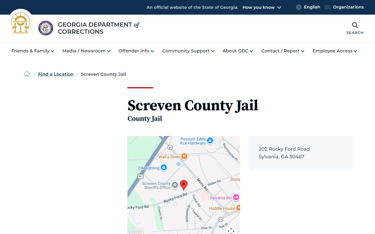 Screven County inmate search GDC Screven County Jail listing