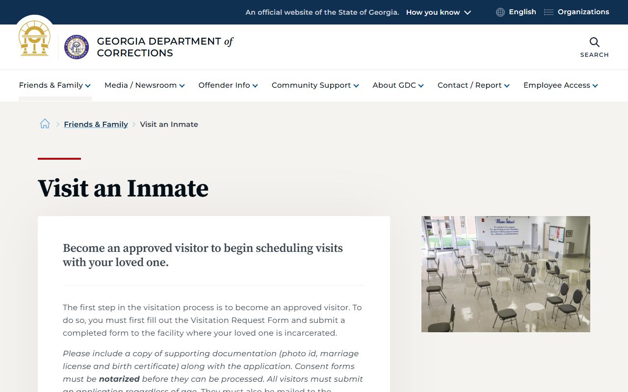 Screven County inmate records GDC visitation approval process