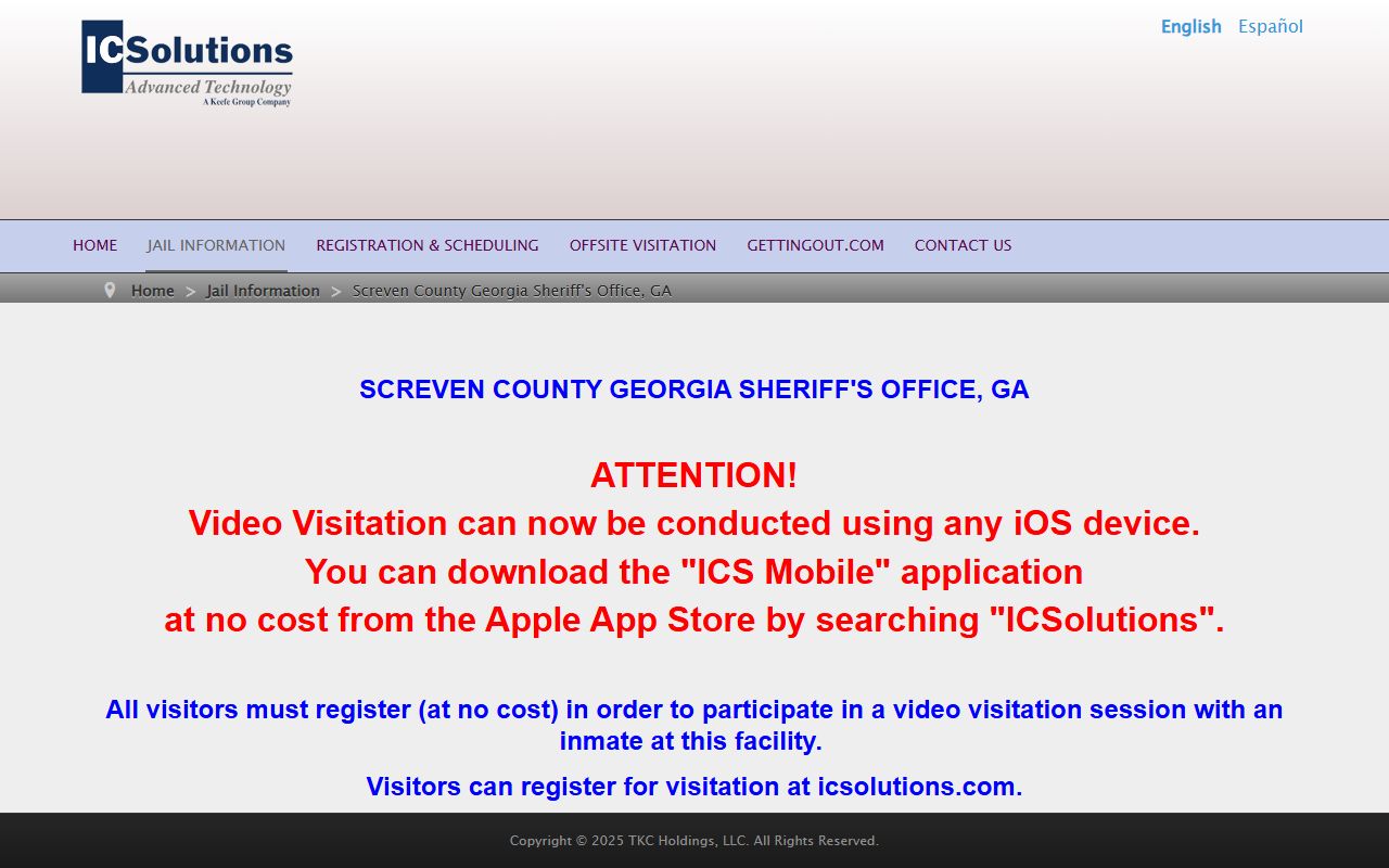 Screven County inmate records ICSolutions video visitation