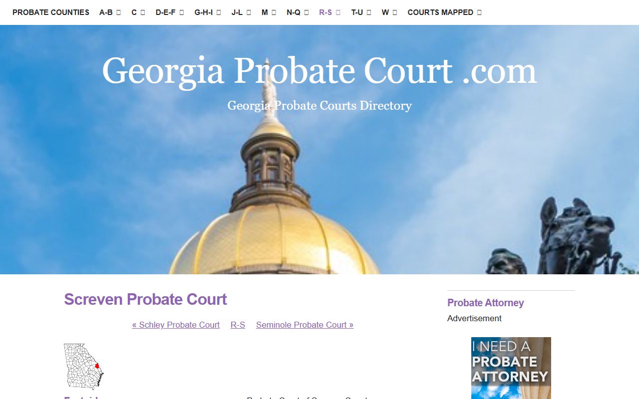 Screven County probate records Georgia Probate Court directory