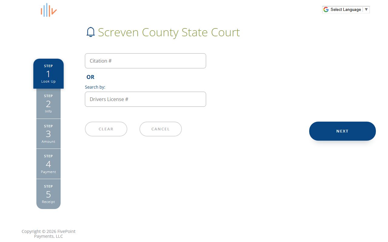 Screven County traffic court records FivePoint payment portal