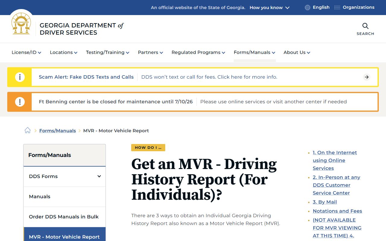 Screven County traffic court records Georgia DDS MVR guide